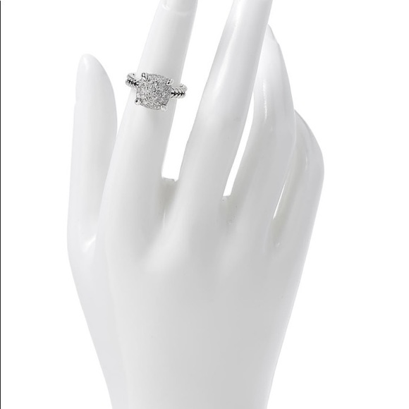 DAVID YURMAN Sterling Silver Diamond 11mm Pave Chatelaine Ring 48 4.5 - Picture 4 of 6
